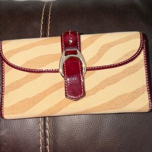 Dooney & Bourke Zebra Stripe Wallet with Red Trim